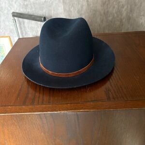 rag & bone Navy Fedora with Brown Trim